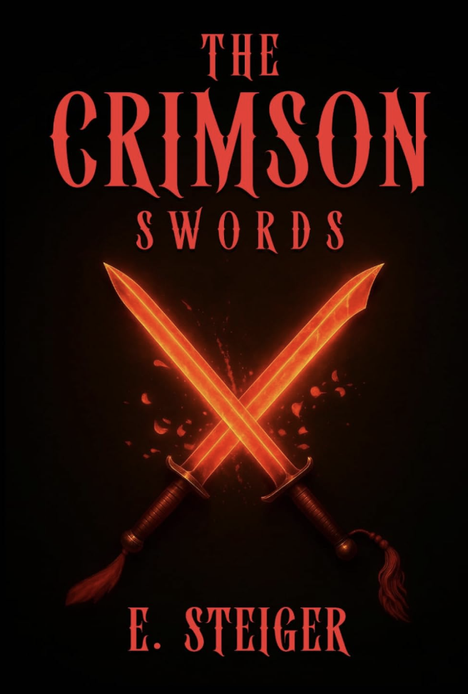 The Crimson Swords by E. Steiger — book cover: two crimson swords crossed on black